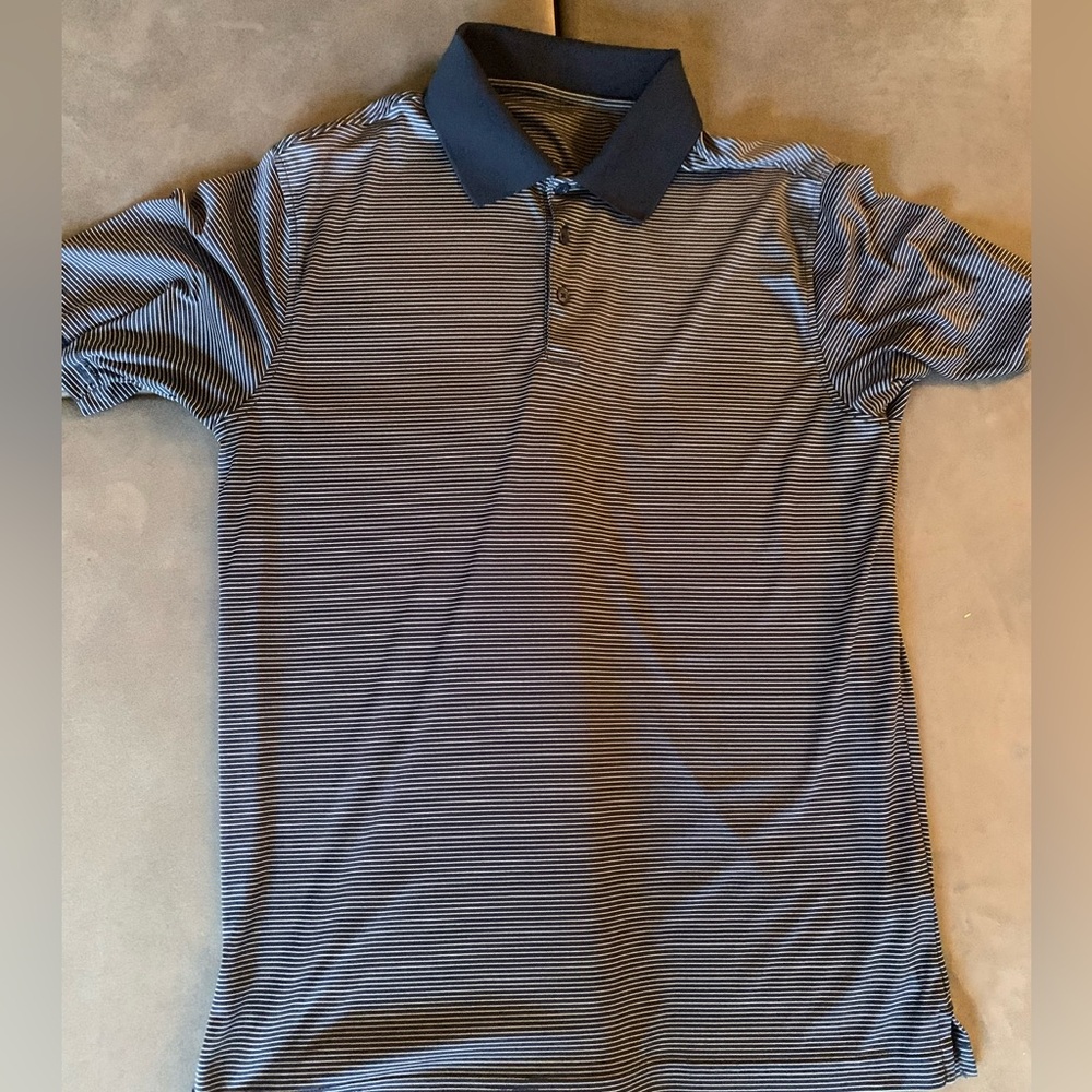 Men's Striped Polo Shirt - Black and Gray